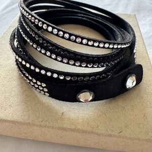 Touchstone Crystal Black and Silver Wrap Bracelet